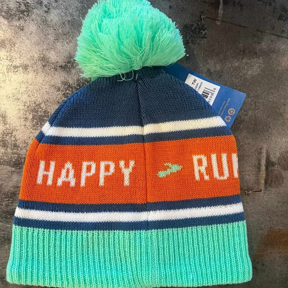 NWT Brooks Run Happy Unisex Heritage Pom Beanie